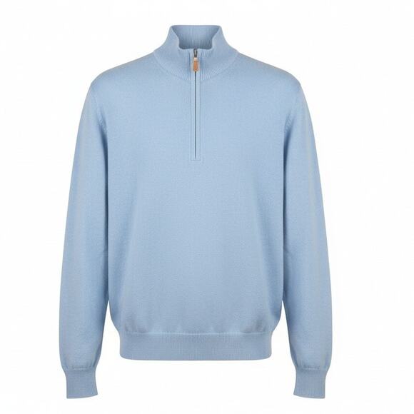 Peter Millar Crown Soft Quarter-Zip Sweater Light Blue Size Large - Picture 1 of 8